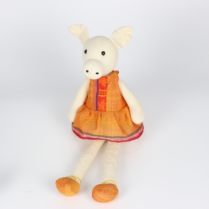 Truc Lam Jouet en peluche fait main, Porc à pattes longues ethnique thaïlandais Mai Chau vêtu d'un brocart, taille S, Haute Qualité - Product Image 6