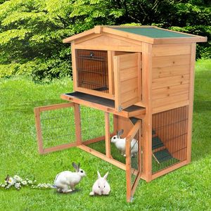 40\" Triangle Roof A-Frame Wooden Pet Cage Small House Chicken Coop Waterproof Rabbit Hutch for Pets Natu Pet Houses & Furniture - Product Image 2