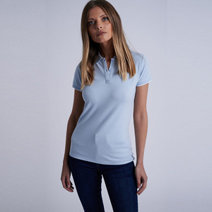 Women's <b>Light</b> Blue Polo Shirt Short Sleeve Solid Color 100% Cotton Casual Knitted Pique Fabric Regular Length - Product Image 1