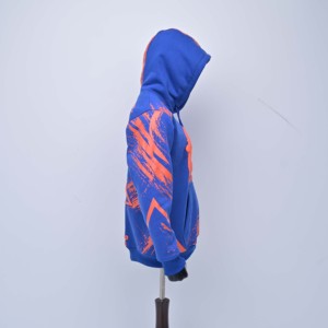 Sweat-shirt à capuche KEX pour homme de haute qualité, imprimé bleu et orange, style streetwear, coupe classique, avec poches, pour l'automne - Product Image 6