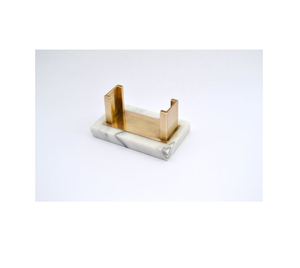 Porta Tarjetas de Visita de Diseño Moderno en Mármol con Incrustaciones Elegantes de Latón, Artesanía Estilosa para Oficina u Hogar - Product Image 3