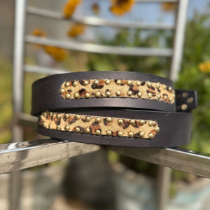 เข็มขัดทำมือสไตล์วินเทจประดับหมุด พร้อมลายพิมพ์ดอกไม้แบบรีดร้อน และหัวเข็มขัดเหล็กแข็งแรง - Product Image 2