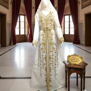 Robe Kaftan Traditionnelle Musulmane Marocaine Élégante, Légère, Faite à la Main, Maxi, Manches Longues, Design Personnalisé, Soirée, Fête, Quotidien - Product Image 1