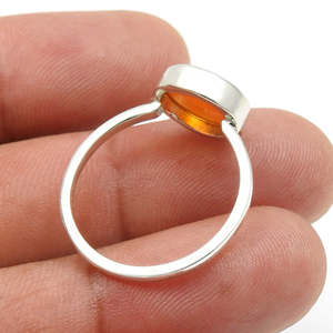 Brilliant Round Cut Natural Carnelian Gemstone <b>Ring</b> Crafted From 925 <b>Sterling</b> <b>Silver</b> Bezel <b>Set</b> Sacral Chakra Style Bohemian <b>Ring</b> - Product Image 3