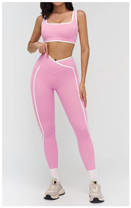 Nouvel Arrivage Ensemble de Sport pour Femme : Vêtements de Fitness et Yoga, Soutien-gorge de Sport Bicolore et Short Taille Haute Uni à Séchage Rapide - Product Image 6