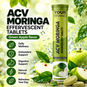 Tabletas Efervescentes de Moringa con Vinagre de Sidra de Manzana, Sabor a Manzana Verde, 15 Unidades, Fabricante de Marca Privada OEM ODM - Product Image 5
