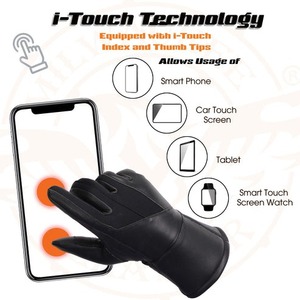 Classic Black Leather Cold Weather <b>Gloves</b> <b>Warm</b> Insulated Outdoor Riding <b>Gloves</b> for Winter Protection Custom Logo Available - Product Image 5