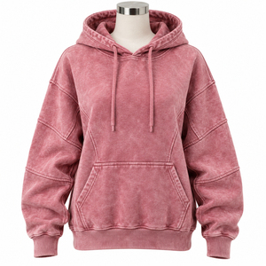 Sudadera con Capucha para Mujer, Lavado Ácido, Tela Lavada de Alta Calidad, Estilo Casual, Ajuste Cómodo, Diseño de Manga Larga para Uso Diario - Product Image 1