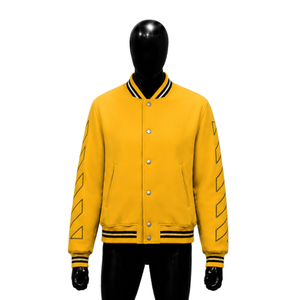 Chaqueta Varsity PREMIUM GOLD con Patrón Geométrico, Corte Regular, Estilo Casual para Otoño, Cuello Camisero, Material de Poliéster, URBAN STR - Product Image 1