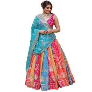 Meilleures ventes de nouveaux vêtements de mariée pour femmes Heavy Faux Georgette Agrémentée Indo-Western Chaniya Choli - Product Image 1