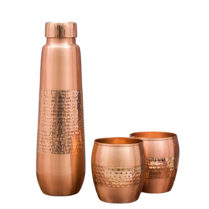 Bouteille d'eau 100% cuivre pur 1000ml, anti-fuite, vaisselle ayurvédique avec finition brillante et lisse pour la maison, le bureau, la salle de sport et le yoga - Product Image 2