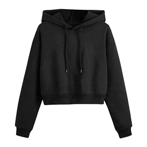 เสื้อฮู้ดครอปท็อปผู้หญิงสำหรับฤดูหนาว ผ้าฟลีซเนื้อนุ่ม แขนยาว สวมใส่สบาย สไตล์สตรีทแวร์ ผ้าฝ้าย 100% ไม่ยับง่าย - Product Image 4