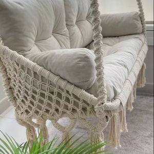 Chaise hamac en macramé, grande balançoire ronde en macramé, chaise hamac suspendue en coton macramé - Product Image 1
