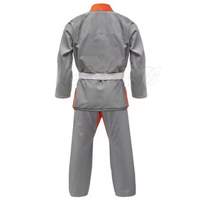 Uniforme de BJJ Gris con Ribete Naranja, Ajustado, Unisex para Adultos, Ropa de Artes Marciales, 100% Algodón, Impresión de Logotipo Personalizado, En Stock - Product Image 2