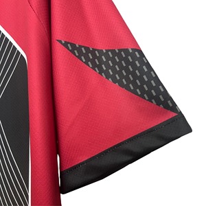 Men Soccer Jersey <b>Red</b> Black Geometric Print Sublimated Moisture Wicking Quick Dry Athletic Fit Short Sleeve Crew Neck - Product Image 4