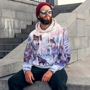 Sweat-shirts à capuche Wolf pour hommes, sweat-shirt rose 3D pour femmes, pull à capuche graphique, streetwear décontracté, imprimé animal, mode hiver, chaud, unisexe - Product Image 2