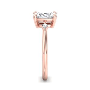 Anillo de Moda con Banda Lisa, Forma Ovalada, Diamantes Moissanite, Diseño de Diamantes en las Esquinas, para Fiestas - Product Image 4