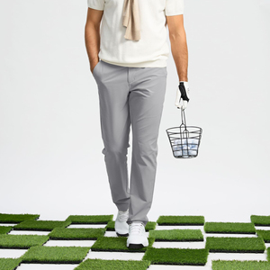 Pantalon de golf gris en toile pour homme, séchage rapide, coupe droite, évacuation de l'humidité, braguette zippée, léger, vêtement de sport pour adultes - Product Image 4