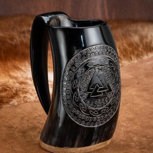 Tendance du moment : Chope rustique en corne de bœuf style Viking, fabriquée à la main, pour bière médiévale, idéale pour festivals, cosplay et bar à domicile - Product Image 2