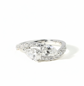 Anillo de lujo con diamante de laboratorio de 1.5 quilates, plata de ley 925, oro de 14K/18K, anillo Toi Et Moi, anillo de compromiso, anillo de propuesta de matrimonio - Product Image 1