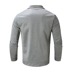 Survêtement gris pour homme avec sweat à capuche zippé et pantalon à cordon de serrage, poches latérales, tenue décontractée d'automne, couleur unie, vêtements de sport en polyester - Product Image 3