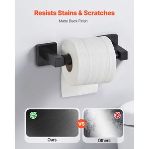 Set di Accessori per Bagno in Acciaio Inox Nero Opaco, 4 Pezzi, Portasciugamani da 24 Pollici con Anello Portasciugamani e Gancio per Accappatoio, Accessori di Qualità - Product Image 5