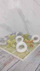 Marble Tic Tac Toe <b>Game</b> Green Onyx and White Marble 10 Inch Set Luxury <b>Board</b> <b>Game</b> for Home Decor Gift - Product Image 3