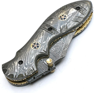 Couteau pliant en acier Damas de haute qualité, manche confortable en os de chameau avec design optimal pour une prise en main ferme, personnalisable OEM - Product Image 6