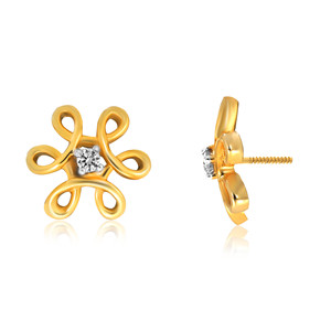 Pendientes de Diamantes Clásicos de Oro Amarillo con Corte Princesa, Diamantes Naturales, para Uso Diario de Mujeres, Angelic Garden - Product Image 3