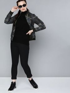 European American Women's <b>Camouflage</b> Print <b>Jacket</b> Fashionable Casual Regular Fit Side Pocket Winter Bomber Racer <b>Jackets</b> Coats - Product Image 2