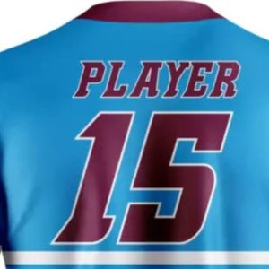Camiseta de Béisbol Azul Cielo y Borgoña con Detalles de Rayas Blancas, Jersey de Manga Corta, Uniforme de Equipo para Entrenamiento y Deportes - Product Image 4