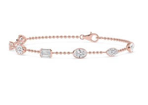 Dazzling 3.48 CTW Mixed Shape Lab Grown Diamond <b>Beaded</b> <b>Bracelet</b> in 9K Rose Gold - Product Image 2