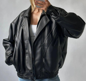 Adjustable Stylish Fashion Wear Women Leather Jacket Eco-friendly Breathable <b>Pocket</b> Custom Solid Plain Dyed Women Leather Jacket - Product Image 2