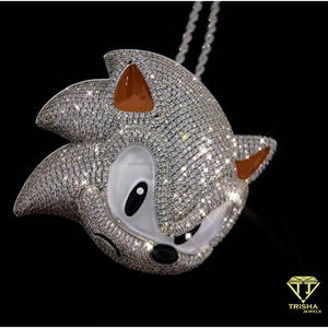 Collar de Lujo con Diseño de Personaje, Colgante de Moissanita, Plata de Ley 925, Estilo Hip Hop, Joyería de Moda - Product Image 2