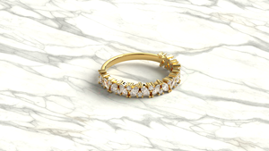 Luxury 18K Gold Marquise Round Diamond Ring Dainty Stackable Ring Band Cluster Eternity Wedding Band Fine Jewelry for Women - Product Image 3