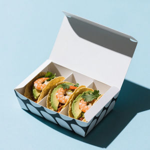Biodegradable Eco-Friendly Paper Food Box Packaging for Tacos Kraft Disposable Food Grade <b>Container</b> Printed Dividers Taco Boxes - Product Image 1