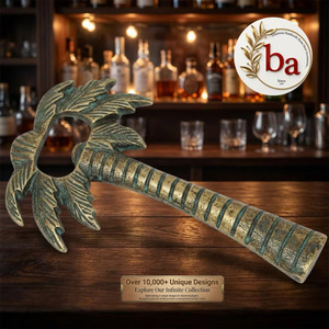 Ouvre-bouteille de luxe réutilisable en bois et laiton, motif palmier, écologique, accessoire de bar - Product Image 1