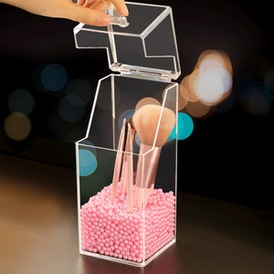 Acrylic Makeup Brush Holder with Dustproof Cover Large Capacity Cosmetic <b>Storage</b> Box <b>for</b> <b>Dressing</b> <b>Table</b> - Product Image 2
