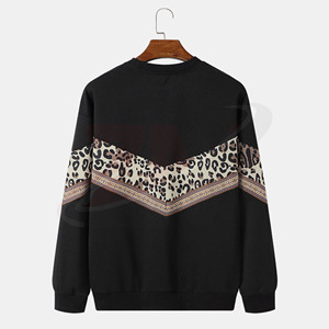 Sudadera Casual de Punto con Cuello Redondo y Estampado de Leopardo Negro para Hombre, Ajuste Regular, Talla Grande, con Logotipo Personalizado al por Mayor - Product Image 2