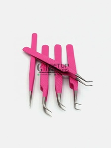 Pince à épiler professionnelle en acier inoxydable de 10 mm, nouvelle, fine, droite, antistatique, antimagnétique, durable, à précision, courbée à 90 degrés, pour cils - Product Image 3