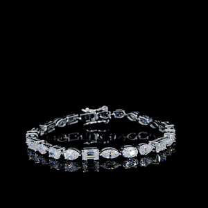 Bracelet en argent sterling 925 de fabrication indienne, serti de diamants, bracelet de luxe étincelant, bracelet de mariage, bracelet tennis, bracelet tendance - Product Image 4