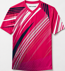 T-shirts à manches courtes en polyester/coton à séchage rapide et anti-transpiration, imprimés par sublimation personnalisée, unisexes, col en V, pour la gym et les sports - Product Image 1