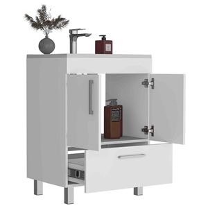 Mobile Bagno Singolo Velloc Bianco con Armadietto a Doppia Anta e Un Cassetto - Product Image 5