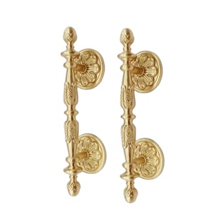 Decorative Solid Brass <b>Door</b> Handle with Royal Gold Tone, Handmade Heavy Pull Handle for Designer Entrance <b>Doors</b> - Product Image 2