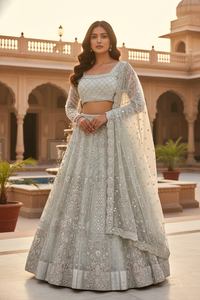 Lehenga Premium en Tissu Papillon avec Grand Volume et Superpositions Can Can – Tenue Ethnique Élégante pour Fêtes, Mariages et Cérémonies pour Femme - Product Image 4