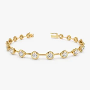 Pulsera de tenis vintage TISHYA DIAMOND para mujer, con diamantes simulados de corte redondo cultivados en laboratorio de 8 quilates, chapada en oro amarillo de 14 quilates - Product Image 1