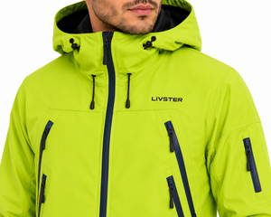 Veste à capuche en polaire douce écologique pour homme Livster, vert néon, imperméable, coupe-vent, sportive, manches longues, pour l'hiver - Product Image 4