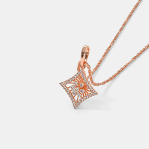 14K Rose Gold Geometric Floral Lab Grown Diamond Pendant Necklace - Product Image 6