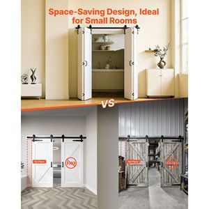 Porta Scorrevole a Soffietto in MDF 183x213 cm, Design Salvaspazio a Telaio a H, Preassemblata con Kit Ferramenta per Armadio Incluso - Product Image 3