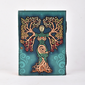 Tree of Life Goddess Leather Journal A5 Handmade Lock <b>Diary</b> Nature Spiritual Theme Writing <b>Notebook</b> Boho Art Gift Journal Dairy - Product Image 3